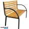 NEL 26569 GARDEN BENCH WOODEN METAL CEMETERY PARK BENCH WITH BACKREST image 2