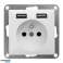 Einzelsteckdose p/t 2P Z mit Pearl-Ladegerät. 16A. 250V. PT 16P/USB. weiß Bild 1