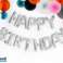 Decoración de cumpleaños con globo de aluminio Feliz cumpleaños plata 340cm x 35cm fotografía 1