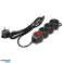 3-gang 2P extension cord with Schuko . with a switch. 3m H05VV F 3x1.5mm2. Imax=16A. flat plug. black image 1