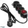 3-gang 2P extension cord with Schuko . with a switch. 3m H05VV F 3x1.5mm2. Imax=16A. flat plug. black image 3