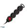3-gang 2P extension cord with Schuko . with a switch. 3m H05VV F 3x1.5mm2. Imax=16A. flat plug. black image 4
