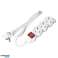 3-way extension lead 2P+Z Schuko with switch, 1.5m H05VV-F 3x1.5mm2, Imax=16A, flat plug, white image 1