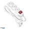 3-way extension lead 2P+Z Schuko with switch, 1.5m H05VV-F 3x1.5mm2, Imax=16A, flat plug, white image 3