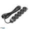 5-gang 2P extension cord with Schuko . 3m H05VV F 3x1.5mm2. Imax=16A. flat plug. black image 1