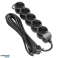 5-gang 2P extension cord with Schuko . 3m H05VV F 3x1.5mm2. Imax=16A. flat plug. black image 3