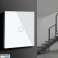 Touch Light Switch Maclean Single Stair Cross Glass White with Round Backlit Button 86x86mm MCE710W image 1