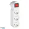 Divisor 3x2P Z Schuko con interruptor y enchufe superior. Blanco fotografía 1