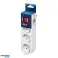 Divisor 3x2P Z Schuko con interruptor y enchufe superior. Blanco fotografía 2