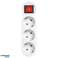 Divisor 3x2P Z Schuko con interruptor y enchufe superior. Blanco fotografía 3