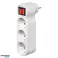 Divisor 3x2P Z Schuko con interruptor y enchufe superior. Blanco fotografía 4