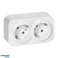 ToDo Dobbeluttak 2x2P Z. 16A/230VAC. IP20.Schuko.Hvit 10 stk. bilde 1