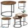 Set aus runden Couchtischen 3in1 Vintage Naturholz 51cm 40cm 30cm Bild 1