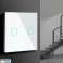 Touch Light Switch Maclean Double Stairs Cross Glass White with Square Backlit Button 86x86mm MCE712 image 1
