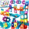 BLOCS MAGNÉTIQUES – PISTE DE BILLE 3D POUR LA CONSTRUCTION – 54 PIÈCES + INSTRUCTIONS + AUTOCOLLANTS – JOUET ÉDUCATIF 3+ photo 1