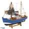 Maquette de collection décorative bateau de pêche Cutter bleu 30x26cm photo 2
