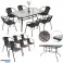 Jardin patio meubles ensemble table en verre 150x90 chaises 6pcs marron photo 1