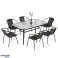 Jardin patio meubles ensemble table en verre 150x90 chaises 6pcs marron photo 2