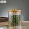 Suikerpot, gegroefde container met bamboe deksel, maat S, 550 ml 1 st SZK167 foto 2