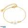 14k forgyldt kirurgisk stål armbånd, hvid blomst, cubic zirconia BST1516 billede 2