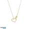 14k forgyldt halskæde i rustfrit stål, dobbelt HEARTS cubic zirconia NST2197 billede 4