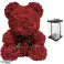 BQ54B Bamse med Roser med Hjerte 25cm rød led billede 1