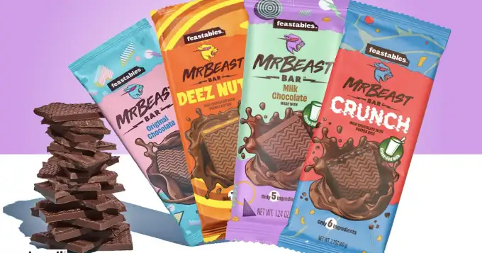 Feastables MrBeast barres de chocolat 60g - vente en gros - Lituanie,  Produits Neufs - Plate-forme de vente en gros