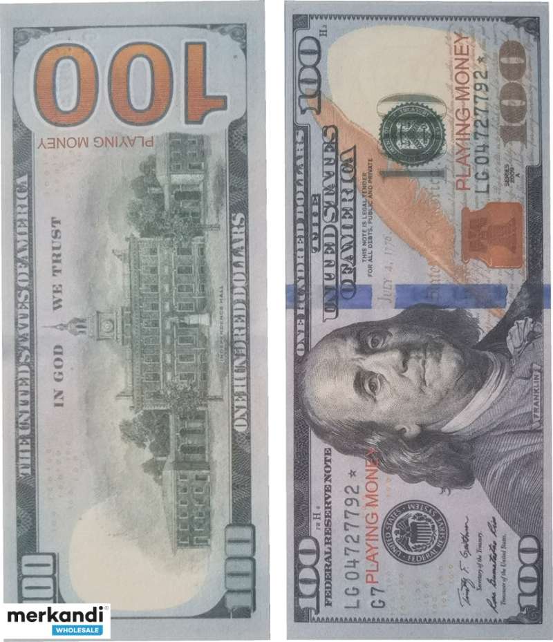 200 Piezas Dinero Falso 100 Dólares Denominación de Diversión