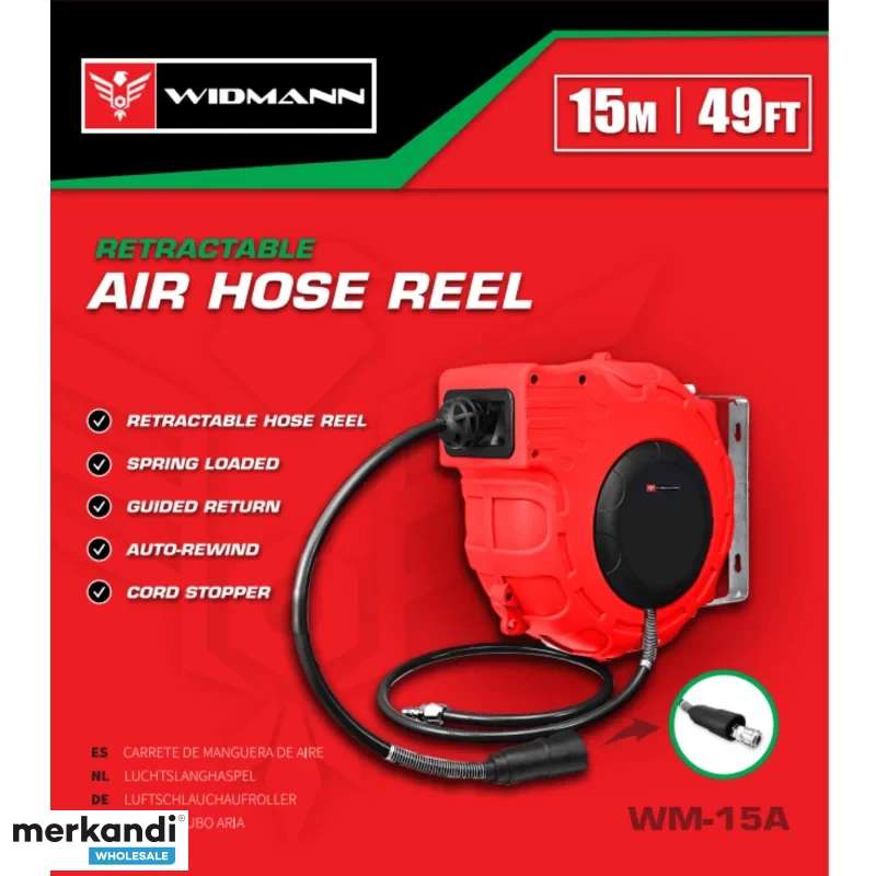 Widmann WM 15A: 15M Retractable Air Hose Reel - Belgium, New - The  wholesale platform
