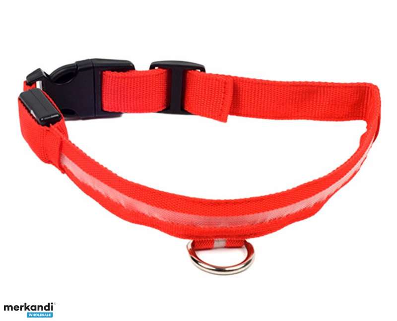 Collare AG232A Collare in nylon per cani con LED luminoso, misura 34/ 42cm,  - OFBA srl